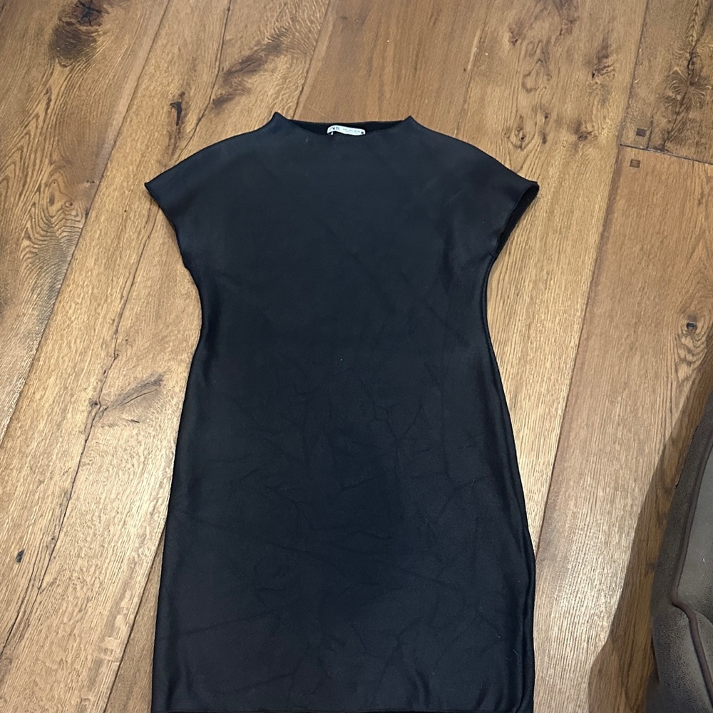 Zara Chic Black Faux Mini Dress